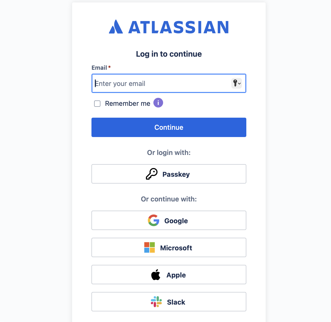 Atlassian login page