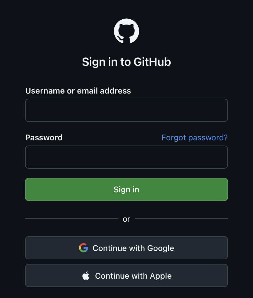 GitHub login page